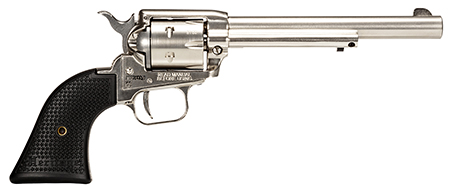[727962708248] Heritage Mfg RR22NI6 Rough Rider  22 LR 6rd 6.50" Nickel Steel Barrel, Nickel Aluminum Frame, Matte Nickel Cylinder, Black Polystar Grip, Hammer/Thumb Safety, Exposed Hammer