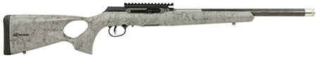 [062654472534] Savage Arms 47253 A Series TimberLite 22LR 10+1 18" Black Threaded Carbon Fiber/SS Barrel, Black Picatinny Rail Steel Receiver, Gray w/Black Webbing Synthetic Fixed Thumbhole Stock