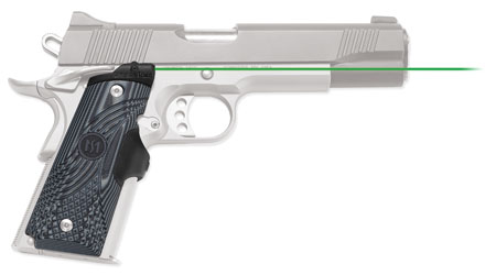 [610242007776] Crimson Trace 0155201 Lasergrips Master Series Fits 1911 Full-Size, Green Laser Black/Gray G10
