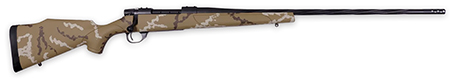 [747115455973] Weatherby VHH300NR6B Vanguard Outfitter Full Size 300 Win Mag 3+1 26" Black Cerakote #2 Fluted/Threaded Barrel  &  Drilled  &  Tapped Steel Receiver. Tan w/Brown  &  White Sponge Monte Carlo Synthetic Stock