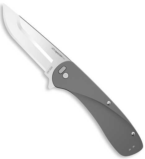 [743404602301] Outdoor Edge VX130A Razor VX1 EDC 3" Folding Plain Satin 420J2 SS Blade, Gray Anodized Aluminum Handle