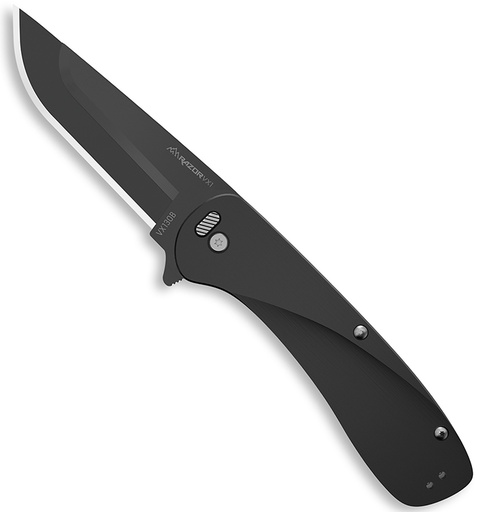 [743404802350] Outdoor Edge VX130B Razor VX1 EDC 3" Folding Plain Black Oxide 420J2 SS Blade, Black Anodized Aluminum Handle