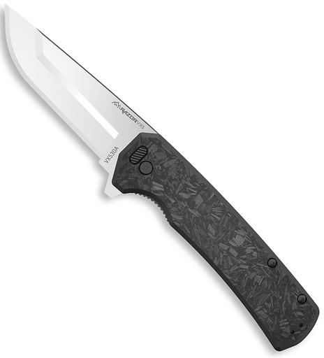 [743404802329] Outdoor Edge VX530A Razor VX5 EDC 3" Folding Plain Satin 420J2 SS Blade, Black Carbon Fiber/G10 Handle