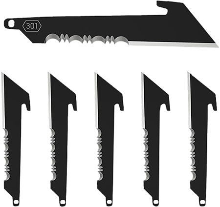 [743404502427] Outdoor Edge RRUS30K6C Replacement Blades  6 3" Black Utility Serrated 420J2 SS Blades