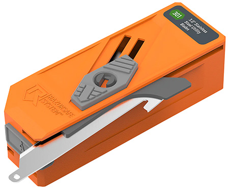 [743404502434] Outdoor Edge RR30D12C Blade Dispenser  Blaze Orange, 12 Drop Point 3" 420J2 SS Blades