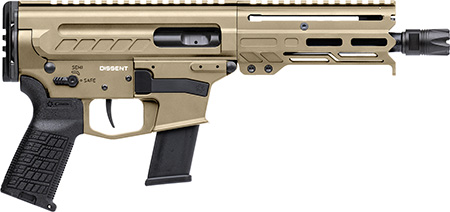 [810148625887] CMMG 45A4C0FCT Dissent MKG 45 ACP 13+1 6.50" Black Nitride Medium Taper Threaded Barrel, CMMG 5.5" M-LOK Handguards, Coyote Tan Cerakote Aluminum Picatinny Rail Receiver, CMMG Zeroed Grips