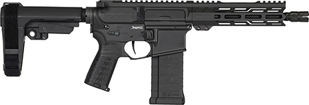 [810148624095] CMMG 54AE10FAB Banshee MK4 5.7x28mm 32+1, Black Nitride Medium Taper Threaded Barrel, EML 11" M-LOK Handguards, Black Armor Cerakote Aluminum Picatinny Rail Receiver, CMMG Zeroed Grips