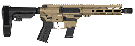 [810148623340] CMMG 10A570FCT Banshee MK10 10mm Auto 15+1 8" Black Nitride Threaded Barrel, M-LOK Handguards, Coyote Tan Cerakote Aluminum Picatinny Rail Receiver, Black CMMG Zeroed Grips, Glock Compatible