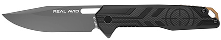 [813119015069] Real Avid AVRAV7 RAV-7  EDC 3.25" Folding Drop Point Plain Titanium 8Cr13MoV SS Blade, Black Textured G10 Handle, Clamshell Pkg