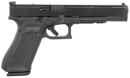 [764503062599] Glock PA163S101MOS G17L Gen5 MOS Full Size Frame 9mm Luger 10+1 6.02" Black Long Barrel, Black Cerakote MOS Cut/Serrated Steel Slide, Black Polymer Frame w/Picatinny Rail, Black Textured Grip