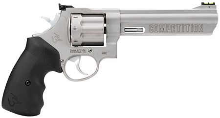 [725327942535] Taurus 2608069CMP 608 Competition 357 Mag/38 Special +P 8rd 6" Matte Stainless Steel Barrel, Cylinder  &  Frame, Black Finger Grooved Grip, Transfer Bar Safety, Exposed Hammer