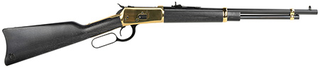 [727962709757] Heritage Mfg H9235718G 92  357 Mag 8rd 18" Black Steel Barrel, Gold Stainless Steel Receiver, Fixed Black Wood Stock