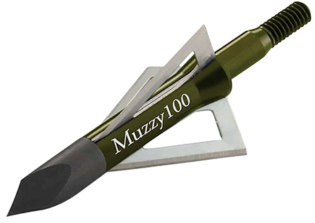 [050301225008] Muzzy 225 3- Blade Broadhead Trocar Tip Anodized Aluminum Ferrule Blades 100 gr/6 Per Pack