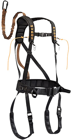 [813094021222] Muddy MUD-MSH400-L The Safeguard Safety Harness Lightweight Padded Nylon, Max Waist 40", 170-230 lbs. Capacity, Cam Leg Buckles
