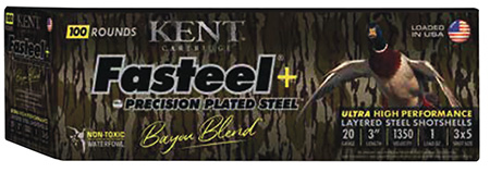 [656308007137] Kent Cartridge CC203FSP283X5 Fasteel + Precision Steel Sports South Exclusive Bayou Blend 20Gauge 3" 1oz 3x5Shot 100Per Box/2 Case *Case Only