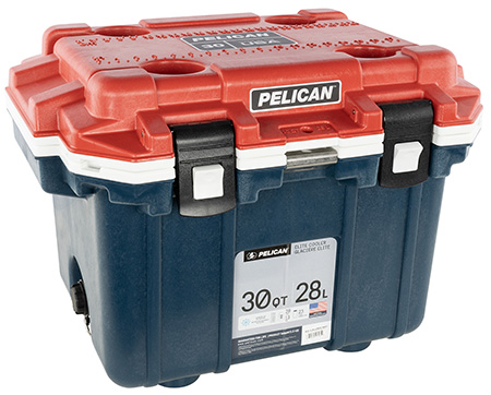 [825494074654] Pelican 30Q5BLUREDWHT Personal Cooler Elite Red/White/Blue Polypropylene 30 QT