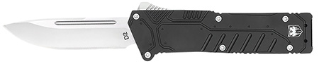 [099654027389] CobraTec Knives BLKSFDNS Special Forces  3.25" OTF Drop Point Plain Satin D2 Steel Blade, 4.75" Black Textured Anodized Aluminum Handle