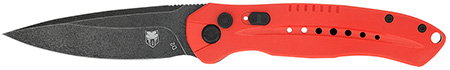 [099654043778] CobraTec Knives REDDIABLOAUTO Diablo  3.50" Folding Black Stonewashed D2 Steel Blade, 4.75" Red Textured G10 Scales Handle