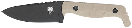 [099654042870] CobraTec Knives CTKPTAN KingPin  EDC 4" Fixed Drop Point Plain Black Powder Coated D2 Steel Blade, 4" Tan Textured G10 Scales Handle