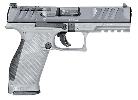 [723364235351] Walther Arms 2858371NP3 PDP  Full Size Frame 9mm Luger 18+1 4.50" Stainless Polygonal Rifled Barrel, Optic Ready/Serrated Steel Slide, Gray Polymer Frame w/Picatinny Rail Ambidextrous