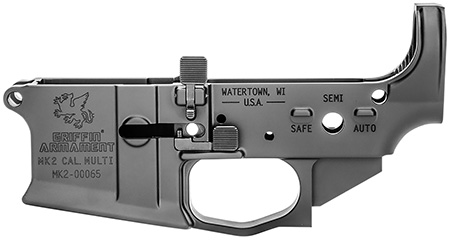 [689396839038] Griffin Armament MK2AL MK2 Stripped Lower Receiver 7075-T6 Aluminum Black Anodized for AR-15