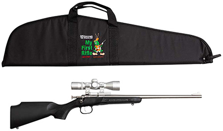[611613122456] Crickett KSA2245BSC My First Rifle Package 22 S/L/LR Single Shot 16.10" Stainless Steel Barrel  &  Receiver, Black Synthetic Fixed Stock, 4x32 Scope
