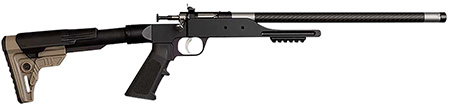 [611613021858] Keystone KSA2185 Precision 6061 22 LR Single Shot 16.12" Carbon Fiber Threaded Barrel, Black Anodized Picatinny Rail Aluminum Receiver, Black/FDE Adj Buffer Tube Style Butt Stock, Right Hand