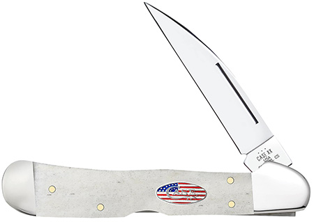 [021205140957] Case 14095 CopperLock  EDC Folding Clip Point Plain Mirror Polished Tru-Sharp SS Blade, Smooth Natural Bone Handle