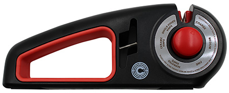 [810112981155] Caliber Gourmet CBGKS1 Knife Sharpener Adjustable Black/Red, Carbide/Ceramic Sharpener
