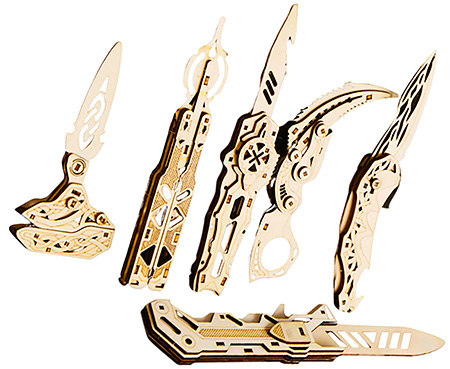 [810112981681] CAMP CBG-PZ-03K   WOOD KNIVES PUZZLES  SET OF 6