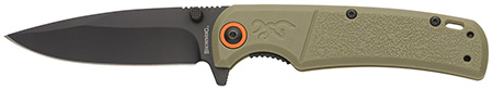[023614982937] Browning 3220513 Buckmark Slim EDC 3.13" Folding Drop Point Plain Black Oxide D2 Steel Blade, Sage Textured Polymer Handle