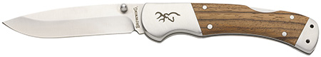 [023614982845] Browning 3220533 Sage Creek  Large 3.50" Folding Drop Point Plain Satin 9Cr18MoV SS Blade, Brown Zebra Wood Handle
