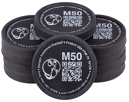 [198168911860] Firebird USA M50 Moderated  Low-Noise Version of Bio 50, Moving Trajectory/Static Universal Firearm 50mm/ 10 Pack