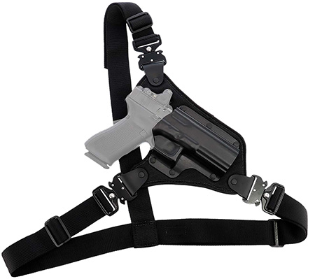 [601299029699] Galco HR872RB  Chest Holster Fits chests to 58" Black Hybrid Kydex/Nylon Fits Glock 17Gen 3-5