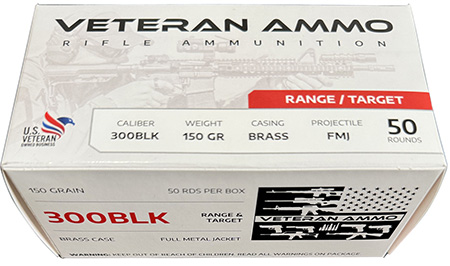 [810108164364] Hyperion Munitions HMBX300BLK15050 Veteran Ammo  300 Blackout 150 gr Full Metal Jacket 50 Per Box/10 Case