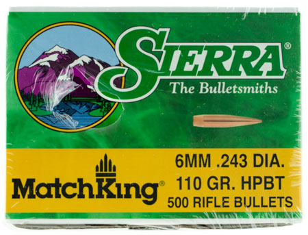 [092763515754] Sierra 1575C MatchKing  6mm 110gr Hollow Point Boat Tail 500/Box