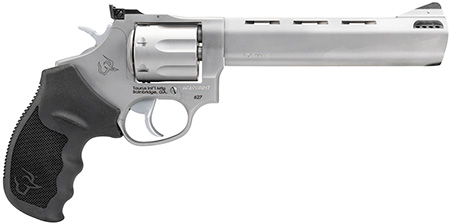 [725327340836] Taurus 2-627069 Tracker 627 Medium 357 Mag 38 Special +P 7 Shot 6.50" Matte Stainless Steel Ported Barrel, Cylinder  &  Frame, Black Ribber Grip, Transfer Bar Safety, Exposed Hammer