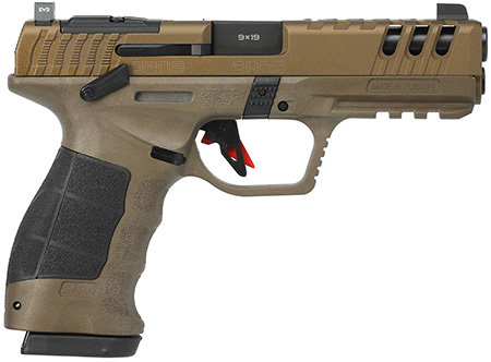 [810075873870] SAR USA SAR9G3BR SAR9 Gen3 Full Size Frame 9mm Luger 17+1 4.40" Black Steel Barrel, Bronze Cerakote Serrated Steel Slide, Bronze Cerakote Polymer Frame w/Picatinny Rail, Black Polymer Grip