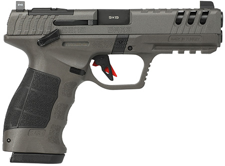 [810075873818] SAR USA SAR9G3PT SAR9 Gen3 Full Size Frame 9mm Luger 17+1 4.40" Black Steel Barrel, Platinum Cerakote Steel Serrated Slide, Platinum Cerakote Polymer Frame w/Picatinny Rail, Black Polymer Grip