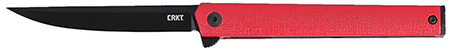[794023709810] CRKT 7097RK CEO Flipper EDC 3.35" Folding Plain Black EDP AUS-8A SS Blade, Red GRN Handle