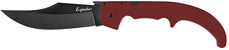 [888151048344] Cold Steel CS62MGCRRBK Espada XL 7.50" Folding Trailing Point Plain Black PVD AUS-10A SS Blade, Ruby Red Textured G10 Handle