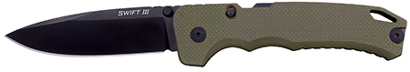 [888151046524] Cold Steel CSFL40AT Swift III EDC 4" Folding Plain Black PVD CPM M4 Steel Blade, OD Green Textured G10 Handle, Presentation Box