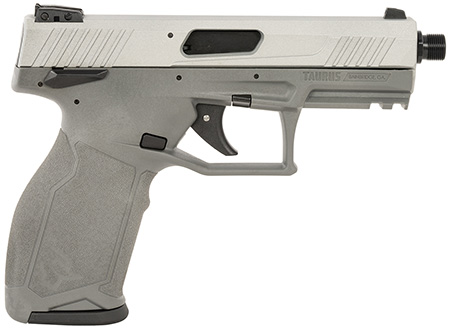 [725327941378] Taurus 1-TX2214NG TX22  Full Size Frame 22 LR 16+1 4.10" Matte Black Threaded Barrel, Satin Stainless Steel Serrated Slide, Gray Polymer Frame w/Picatinny Rail, Textured Grip