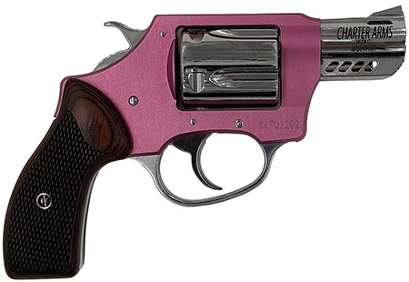 [678958538052] Charter Arms 53805 Coyote  380 ACP 5 Shot 2" High Polished Ported Barrel, High Polished Cylinder, Pink Aluminum Frame, Rosewood Checkered Grip, Exposed Hammer