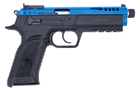 [8051770134435] Tanfoglio TFFORCE22TB Force Tactical 22 LR 10+1 4.40" Stainless Threaded Barrel, Blue Optic Cut/Ported/Serrated Slide, Black Polymer Frame w/Beavertail  &  Picatinny Rail, Black Textured Grip