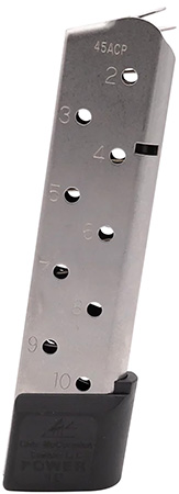 [705263151505] CMC Products 15150 Power Mag  10rd 45 ACP Fits 1911 Government Stainless Steel w/ Black Base Pad
