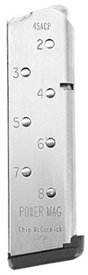 [705263141315] CMC Products 14131 Power Mag  8rd 45 ACP Fits 1911 Government Stainless Steel w/ Black Base Pad