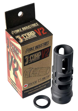 [708747545739] Strike Industries JCOMP2223 JComp Gen 2 Black Steel w/ 1/2"-28 tpi Threads 2.55" OAL 0.26" Diameter 0.87" Diameter 5.56x45mm NATO Fits AR-Platform