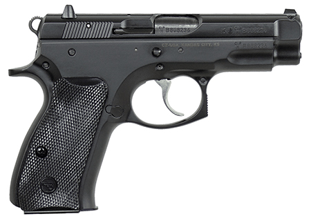 [806703011905] CZ-USA 01190 75  Compact 9mm Luger 10+1 3.75" Black Steel Barrel  &  Serrated Slide, Black Polycoat Steel Frame w/Beavertail, Black Plastic Grip, Right Hand