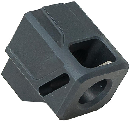 [816341026179] Faxon Firearms FFPACOMPDSG01 EXOS-513 Compensator Black Nitride 6061 Aluminum 1/2"x28 Threads 1.10" OAL Compatible w/ Glock Gen 3 19/17/34